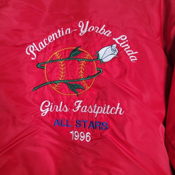 C & L VTG Bomber Jacket Placentia Yorba Linda Girls Fastpitch All Stars 1996 Med